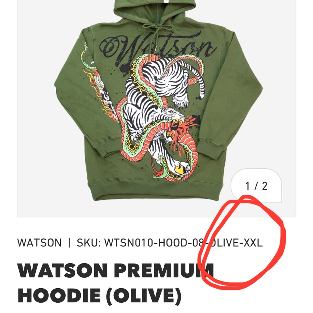 Watson Green Hoodie with Tiger and Snake Design - Picture 3 of 4